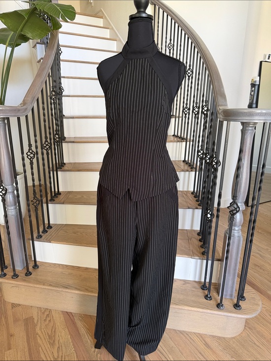 Commense Pants - NWT Commense Black Pinstripe Halter Pant Set (Medium)